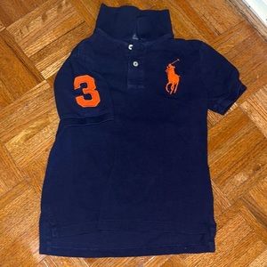 Polo Ralph Lauren large polo man 3 polo shirt Navy with orange embroidery size 7